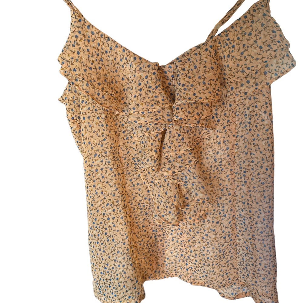 Forever 21 peach floral sheer tank top size small